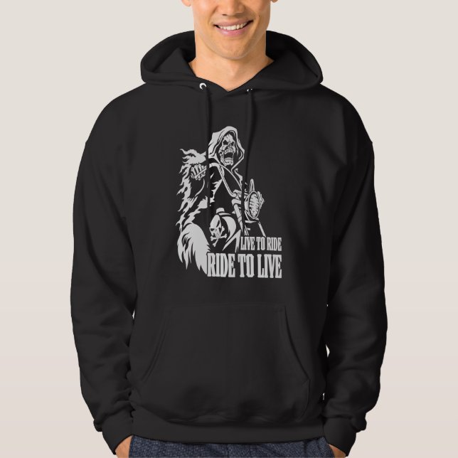 Motorcycle Biker Skeleton Skull Live To Ride Ride  Hoodie (Vorderseite)