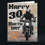 Motorcycle 'Birthday 30th Still Got It Karte<br><div class="desc">Motorcycle and brick wall graffiti 'Birthday 30th customizable "You Still Got It!"</div>