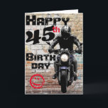 Motorcycle Birthday 45th Still Got It Custom Karte<br><div class="desc">Motorcycle and brick wall graffiti 'Birthday 45th customizable "You Still Got It!"</div>