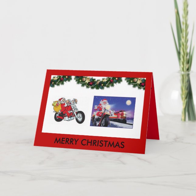 Motorcycle Christmas Card Feiertagskarte (Vorderseite)