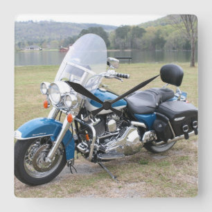 motorcycle clock quadratische wanduhr