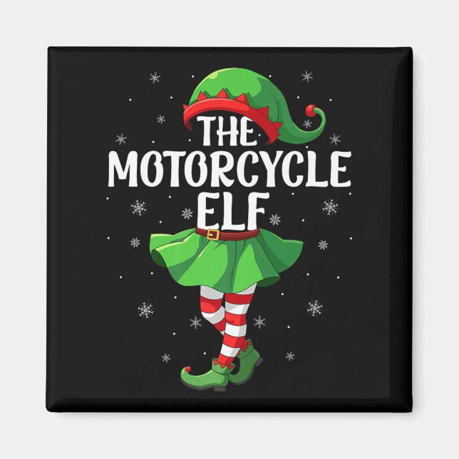 Motorcycle Elf Christmas Girls Women Elf Squad Xma Magnet (Vorne)