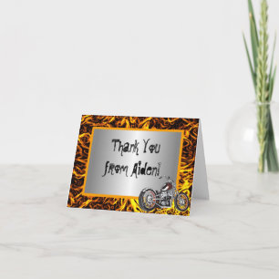 Motorcycle Flames Thank You Note Card Dankeskarte