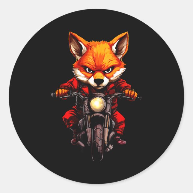 Motorcycle Foxes  Runder Aufkleber (Vorderseite)