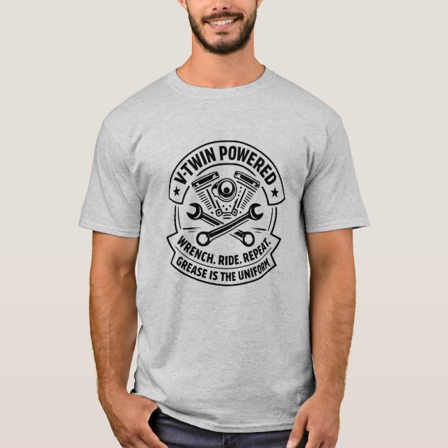 Motorcycle Garage V-Twin Powered T-Shirt (Vorderseite)