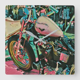 motorcycle gifts for dad quadratische wanduhr