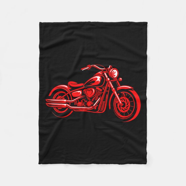 Motorcycle Heart Biker Valentines Day Rider Couple Fleecedecke (Vorderseite)