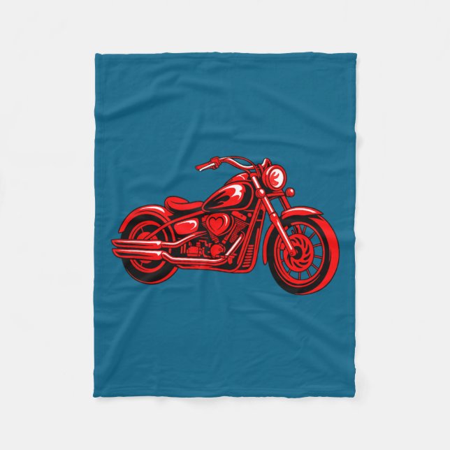 Motorcycle Heart Biker Valentines Day Rider Couple Fleecedecke (Vorderseite)