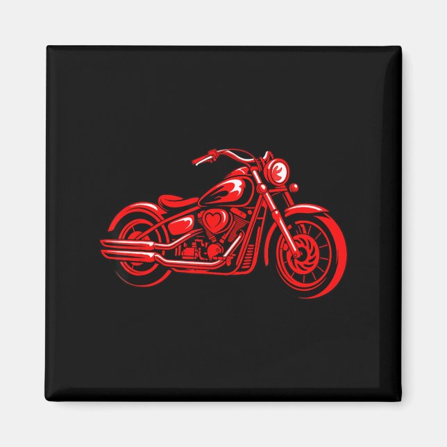 Motorcycle Heart Biker Valentines Day Rider Couple Magnet (Vorne)
