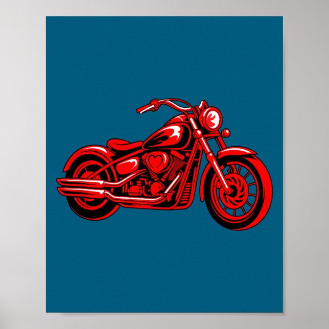 Motorcycle Heart Biker Valentines Day Rider Couple Poster (Vorne)