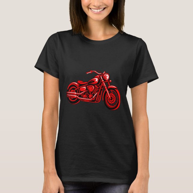 Motorcycle Heart Biker Valentines Day Rider Couple T-Shirt (Vorderseite)