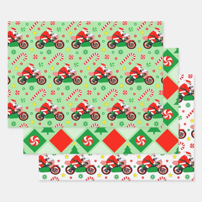Motorcycle Holiday Gift Wrapping Paper Geschenkpapier Set (Set)