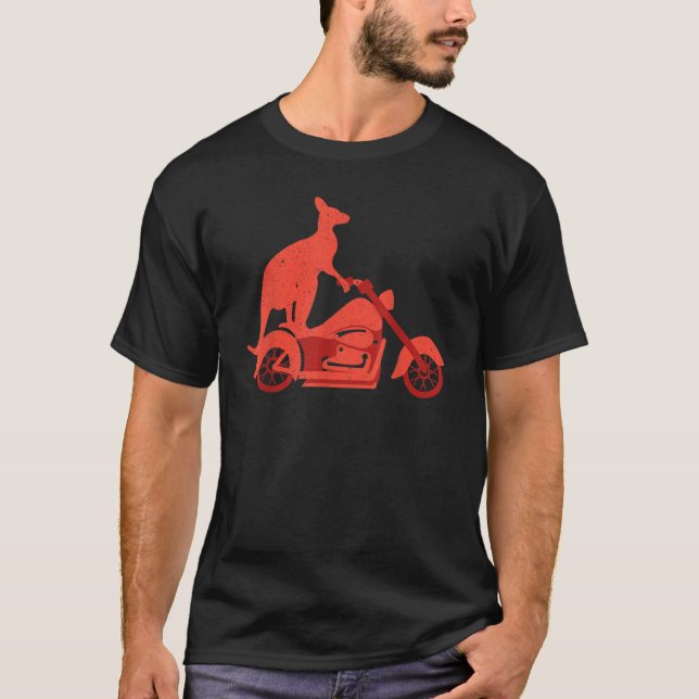 Motorcycle Kangaroo   Wildlife Animal Australia T-Shirt (Vorderseite)