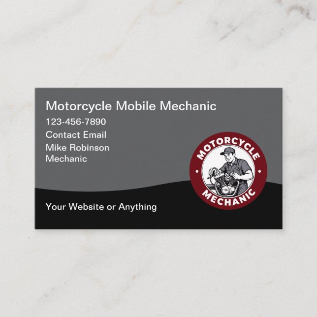 Motorcycle Mobile Mechanic Business Card Visitenkarte (Vorderseite)