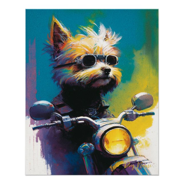 Motorcycle, Motorbike - Yorkshire Terrier Dog 002 Poster (Vorderseite)