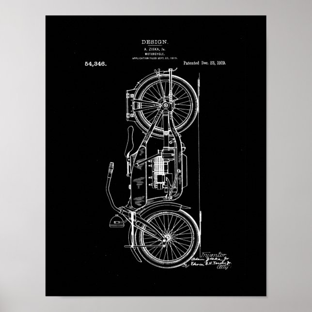 Motorcycle Patent Art Poster | Vintage Motorcycle  (Vorne)
