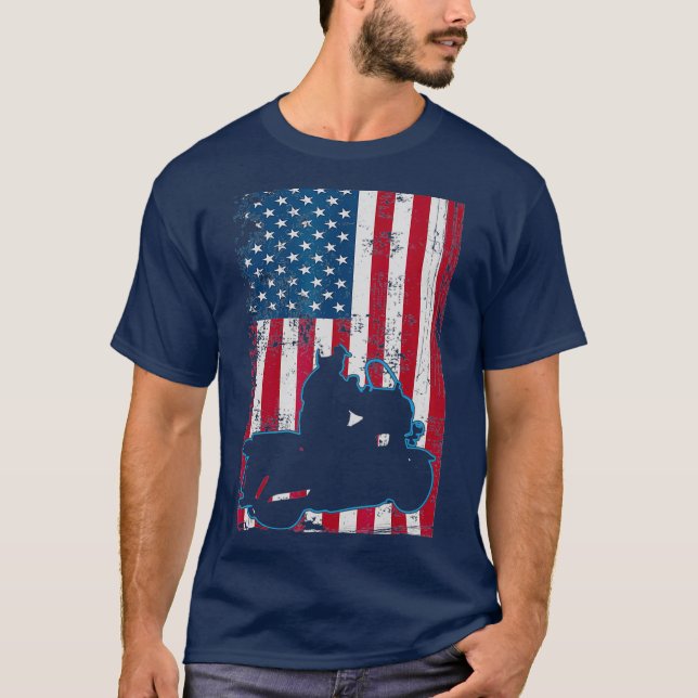 Motorcycle Police Shirt - Flag Patriotic Thin (Vorderseite)