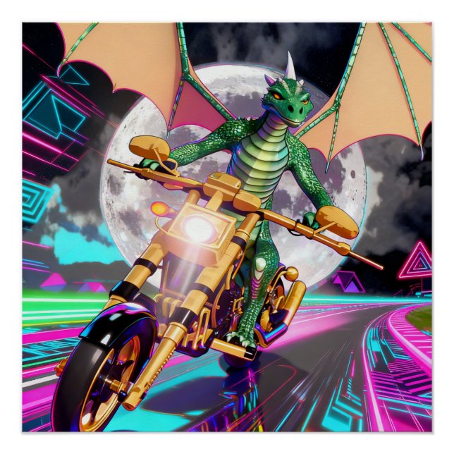 Motorcycle Riding Dragon Poster (Vorderseite)