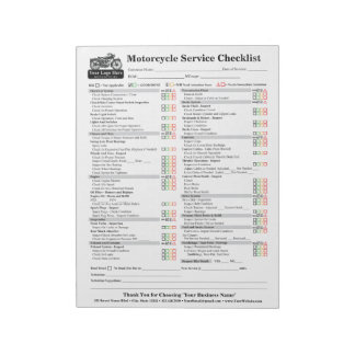 Motorcycle Service Checklist 8.5x11 Notizblock