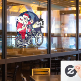 Motorcycle Shop Chopper Riding Santa Claus Cigar Fensteraufkleber