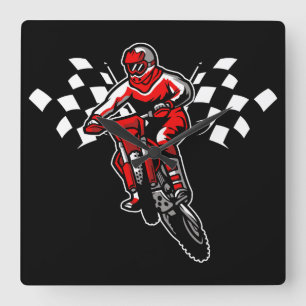 Motorcycle Square Wall Clock Quadratische Wanduhr