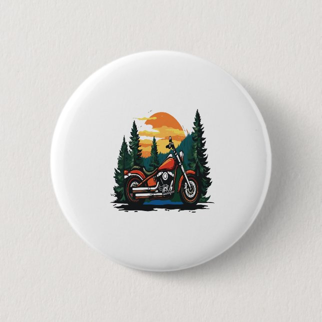 Motorcycle Sunset Biker Landscape Button (Vorderseite)