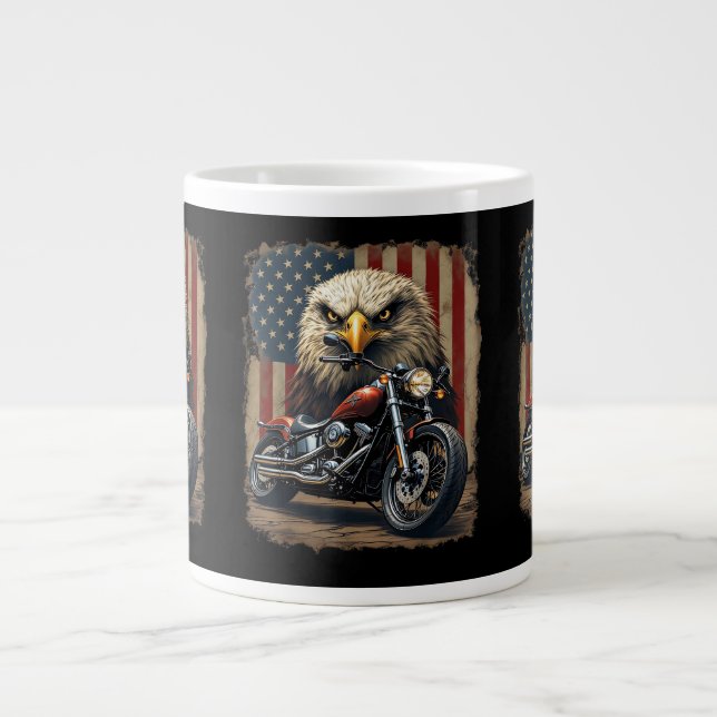 Motorcycle USA Flag Retro Biker Chopper Jumbo-Tasse (Vorderseite)