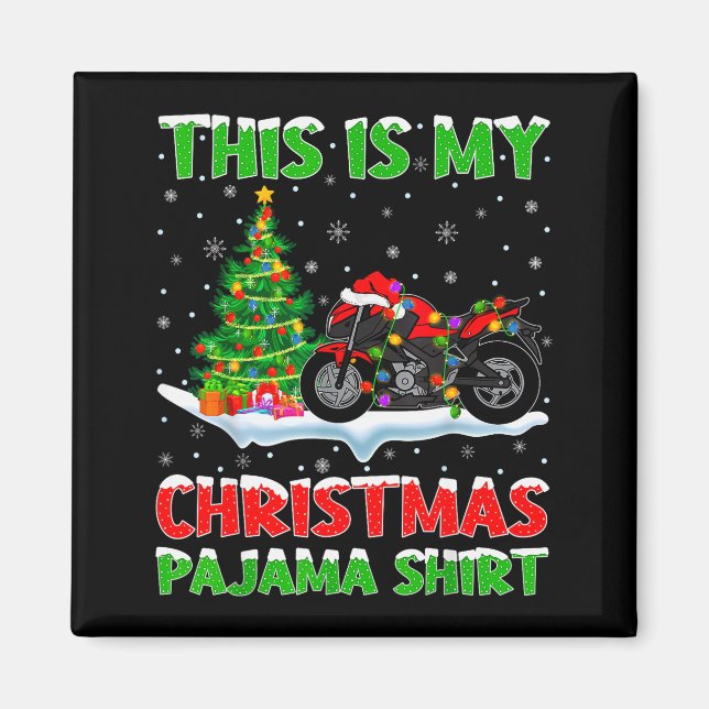 Motorcycle Xmas Tree Lights This Is My Christmas P Magnet (Vorne)