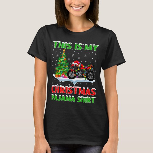 Motorcycle Xmas Tree Lights This Is My Christmas P T-Shirt (Vorderseite)