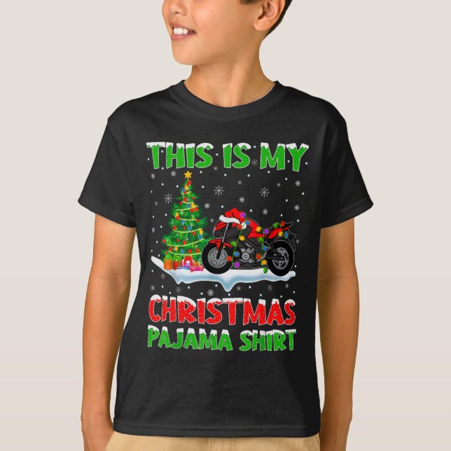 Motorcycle Xmas Tree Lights This Is My Christmas P T-Shirt (Vorderseite)