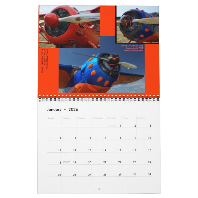 Motoren für antike Luftfahrzeuge Standardgröße 201 Kalender (Jan 2026)