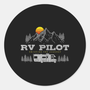 Motorhome-Piloten Vintage-Bergcamping-Straßen-Tour Runder Aufkleber