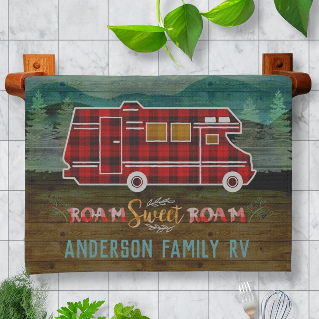 Motorhome RV Camper Reisen Van Rustic Personalisie Geschirrtuch (Von Creator hochgeladen)