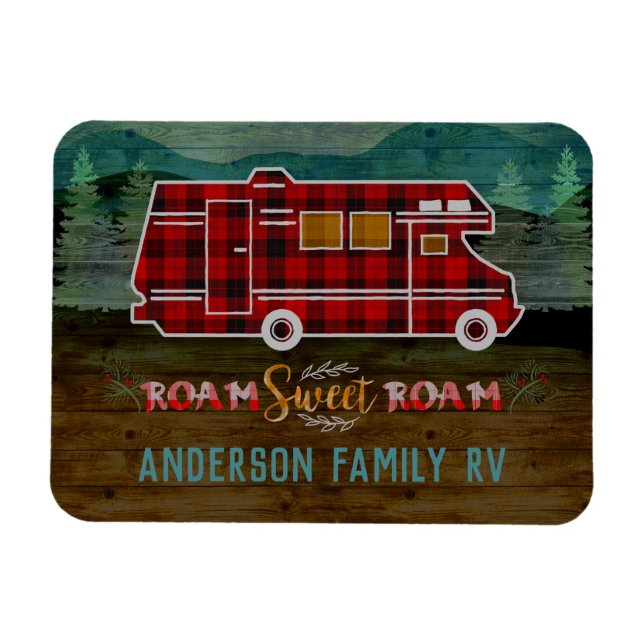 Motorhome RV Camper Reisen Van Rustic Personalisie Magnet (Horizontal)
