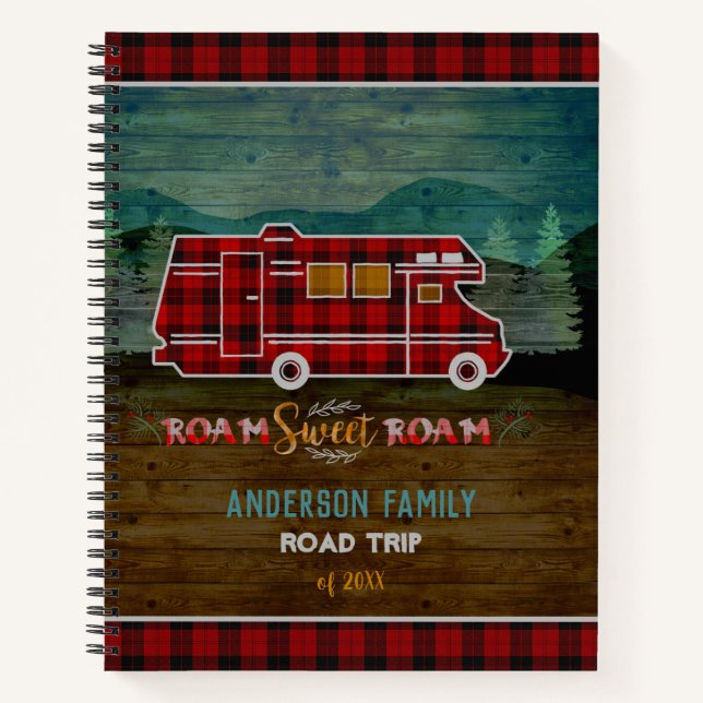 Motorhome RV Camper Reisen Van Rustic Personalisie Notizbuch (Vorderseite)