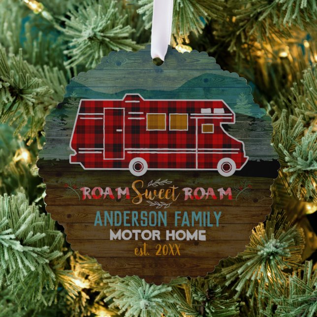 Motorhome RV Camper Reisen Van Rustic Personalisie Ornament Karte (Insitu (Baum))