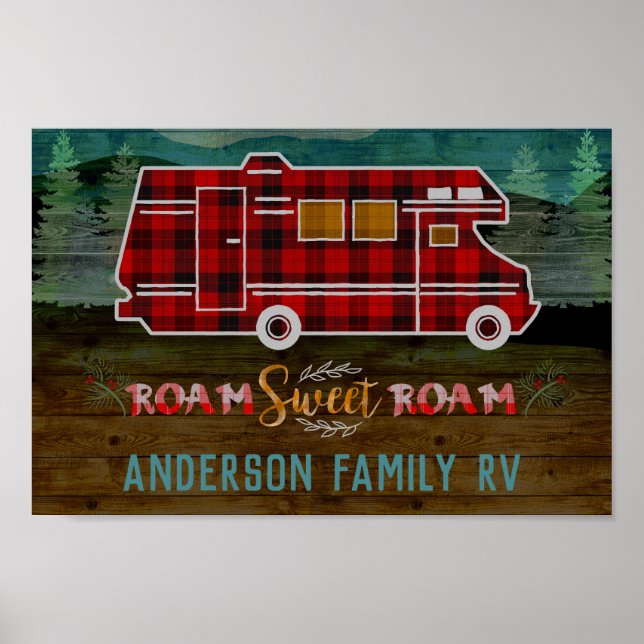 Motorhome RV Camper Reisen Van Rustic Personalisie Poster (Vorne)