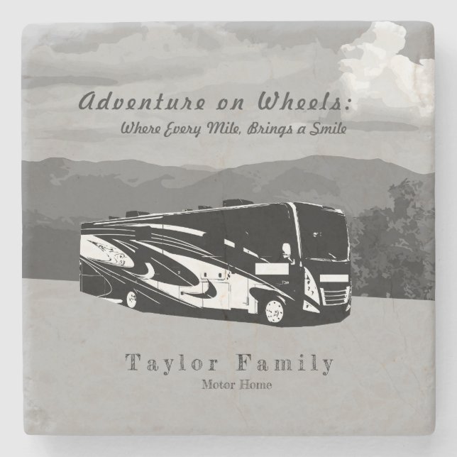 Motorhome RV Camper Steinuntersetzer (Vorderseite)