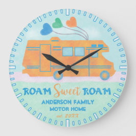Motorhome RV Camper Sweet Roam Personalisierter Na Große Wanduhr