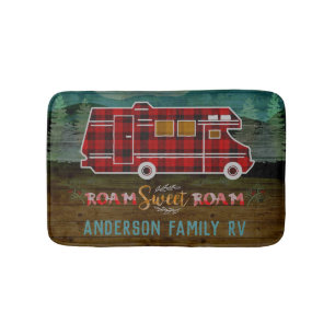 Motorhome RV Camper Travel Van Rustic Personalized Badematte