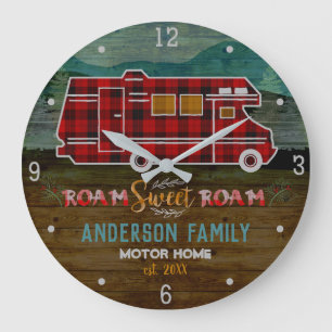 Motorhome RV Camper Travel Van Rustic Personalized Große Wanduhr