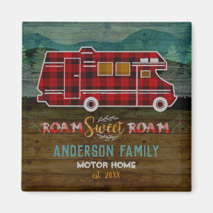 Motorhome RV Camper Travel Van Rustic Personalized Magnet