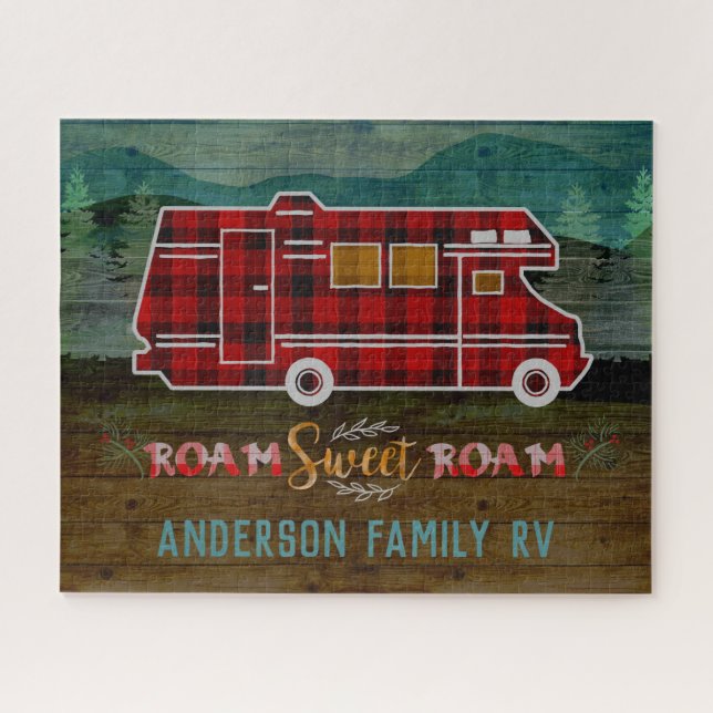 Motorhome RV Camper Travel Van Rustic Personalized Puzzle (Horizontal)