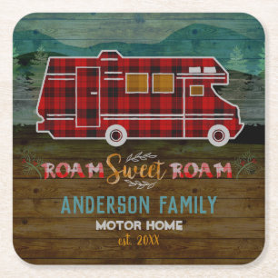 Motorhome RV Camper Travel Van Rustic Personalized Rechteckiger Pappuntersetzer