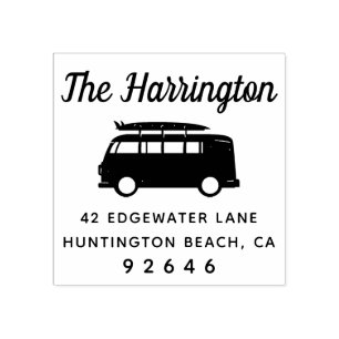 Motorhome Surfboard Familienname Rücksendeadresse Gummistempel