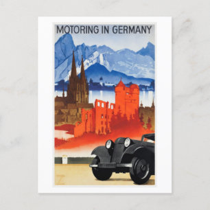 Motoring in Deutschland 1930 Reiseplakat Postkarte