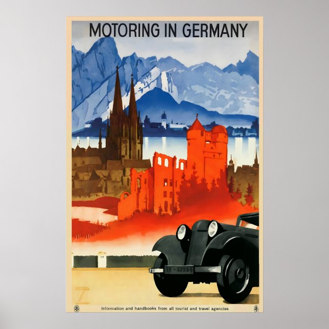 Motoring in Germany Vintage Travel Poster (Vorne)