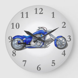 Motorrad 1 - Blau Große Wanduhr