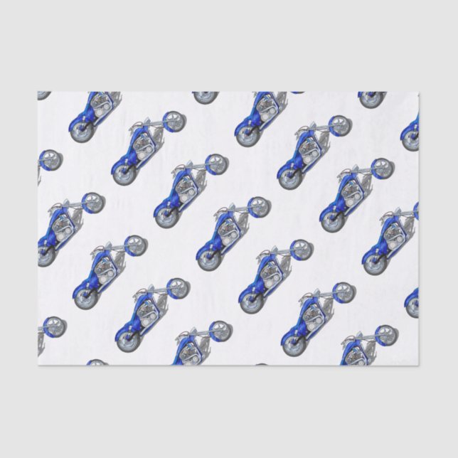 Motorrad 1 - Blau Seidenpapier (Vorderseite)
