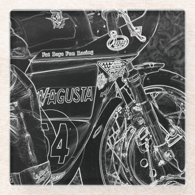 Motorrad 1 Küste Glasuntersetzer (Vorderseite)